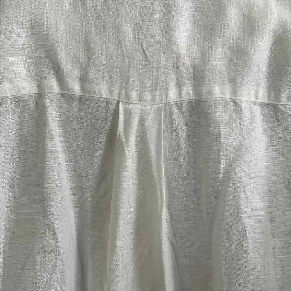 Elie Tahari white linen embroidered button down shirt size medium - Picture 13 of 15